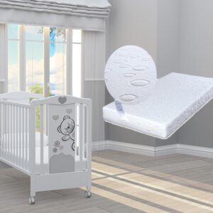 Бебешко легло Fiori grigio + ПОДАРЪК матрак Primavera Baby Luxe 202045